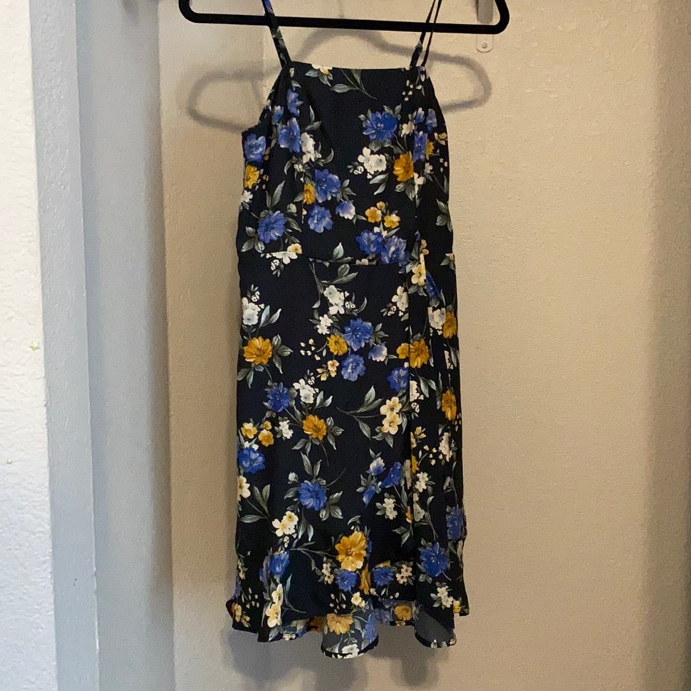 Xhilaration Yellow and Blue Floral Dress size small spaghetti strap